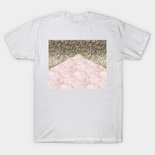 Shimmering golden chevron pink marble T-Shirt